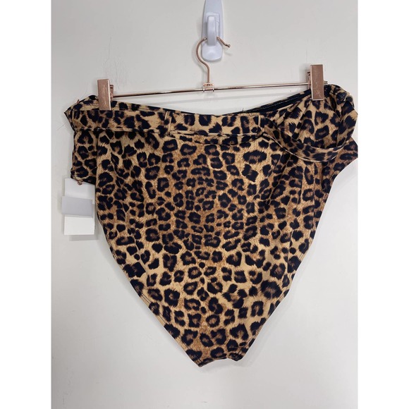 Good American Show Off Bikini Bottom in Leopard Size 6/3XL Animal Print Belted - Picture 3 of 5